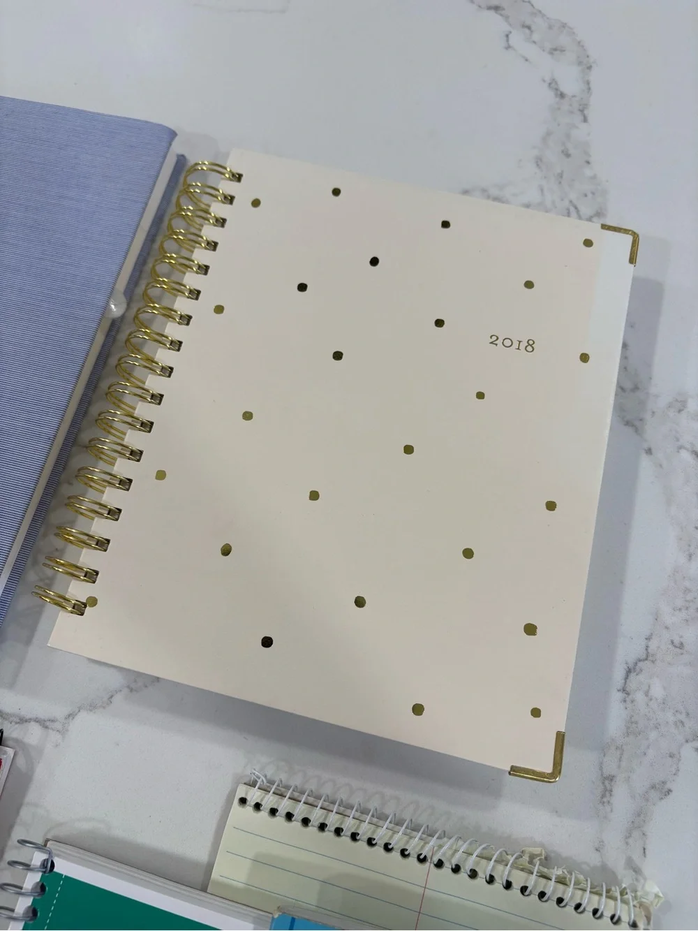 Assorted Notebooks & Planners - Mix of Colors (Blue, Red, Cream, Green)